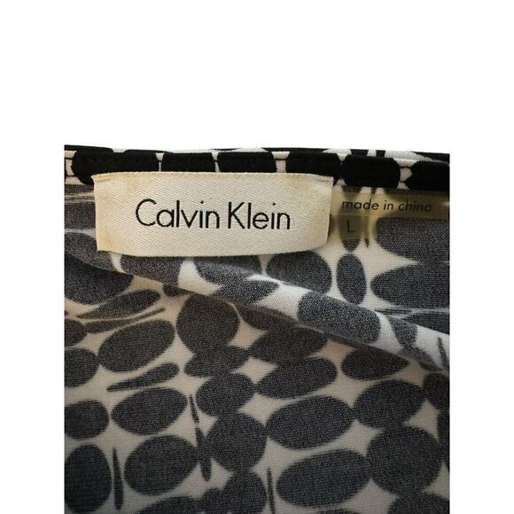 Calvin Klein Scoop Neck Large Sleeveless Blouse Black White Geometric Drape Neck - Picture 6 of 6